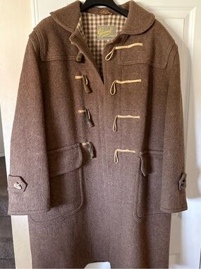 Gloverall Brown Wool Toggle Trench Coat
